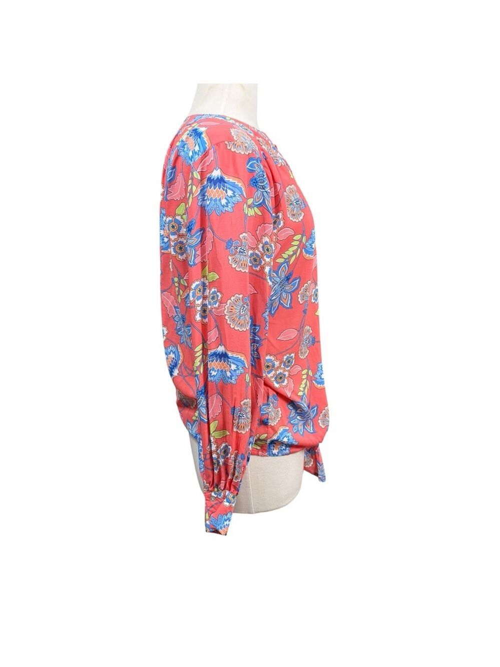 Ruby Rd Petite Floral Blouse Tie Front Boho Lightweight Top Size PM - Picture 5 of 8